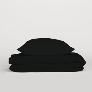 Juego de Funda de Edredón 100% Algodón Negro Tamaño Individual Francés 200x200cm - Product Image 1