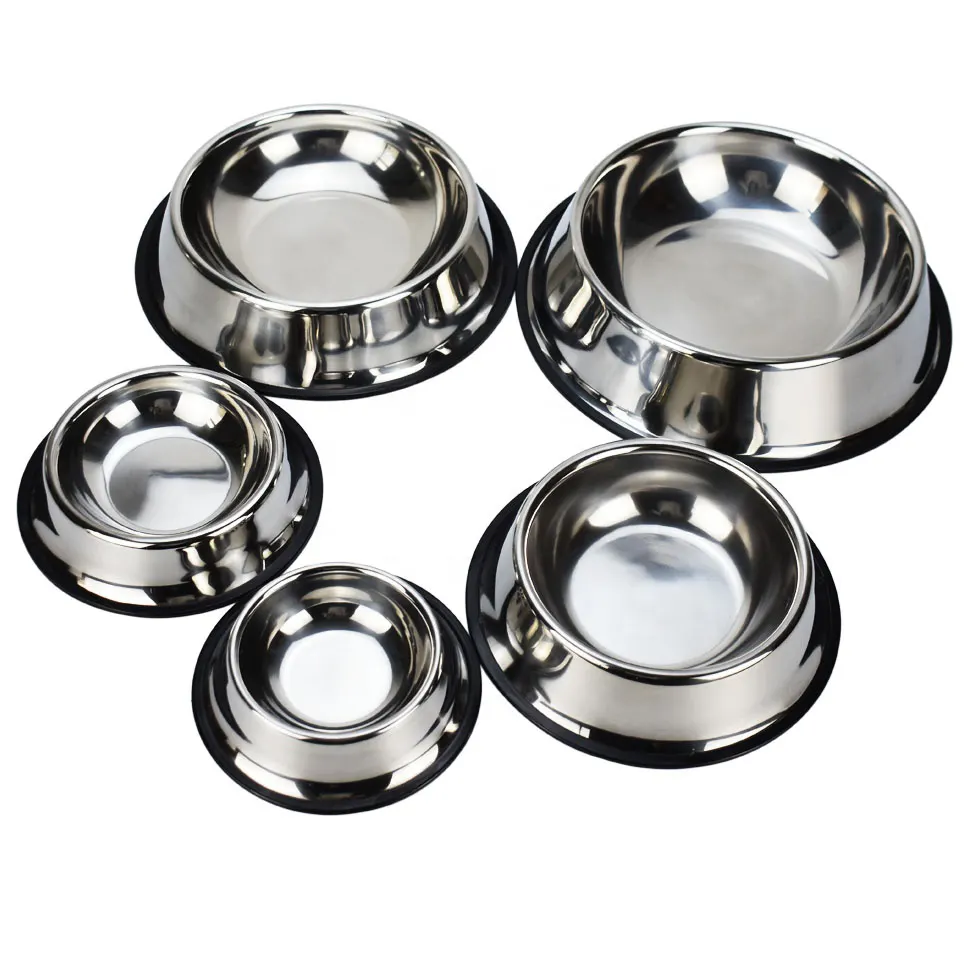ZMaker 900ml Anti Slip Pet Food Bowl Stainless Steel Dog Water Bowl With Rubber Base