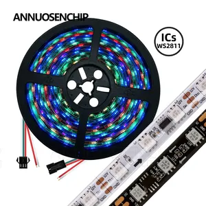 WS2811发光二极管像素灯带DC 12V 30 60 LEDs/M SPI信号魔术彩色柔性胶带棒灯5M/卷可寻址SMD 5050 RGB