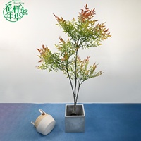 Arbre artificiel décoratif Nandina 150 cm, fait main avec feuillage automnal dégradé, ornement en plastique durable pour l'aménagement intérieur