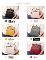 Dompet Mini Wanita ALW0004 dari Kulit PU Kapasitas Besar dengan Klip Uang Ganda, Pola Kustom PVC, Kancing Modis untuk Wanita Muda