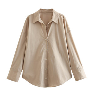 Ohsisa 2025 colección de otoño de manga larga suelta impresa seda satén drapeado cuello vuelto camisa a rayas blusas de mujer - Product Image 5