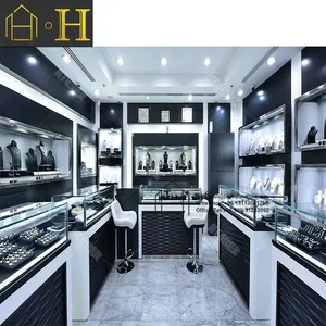 High Quality Jewelry Shop Wall Mount Jewelry Display Glass Wall Showcase For Jewelry Shop Fitting Interior Decoration