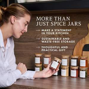 Bocaux de conservation en verre borosilicate personnalisés de 16 oz et 8 oz avec couvercles en bois de bambou - Product Image 5