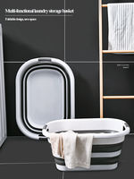 Panier à linge pliable multifonctionnel en plastique grande capacité avec pelle à eau intégrée pour salle de bain, vêtements, fruits et légumes
