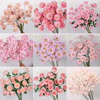 Rangkaian Bunga Buatan Tangan Merk Yimu Warna Pink, Eucalyptus, Areca Palm, Camellia, Gypsophila, Hydrangea, Untaian Tunggal untuk Perayaan Pernikahan