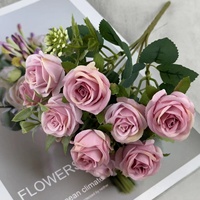 Bouquet de roses artificielles faites à la main LUYI en gros, avec cristaux scintillants – Arrangement durable et compact pour Pâques et le Nouvel An