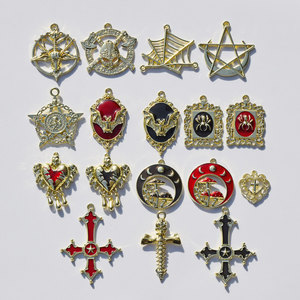 Pendentifs Halloween en alliage de style baroque, breloques DIY à thème croix, crâne, araignée, accessoires de sac, porte-clés unisexe en alliage de zinc GJ349 - Product Image 3