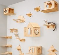 Arbre à chat mural en bois massif classique de haute qualité, écologique, grattoir, hamac, structure d'escalade