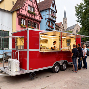 Ventes chaudes Camion de restauration rapide fantaisie Gaufres Crêpes Desserts Pancakes Donuts Glaces Remorque de vente de nourriture avec <span class=keywords><strong>machine</strong></span> à pop-corn - Product Image 3