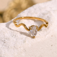 Fashion Dainty Water Wave Drop Zirkon schmuck 18 Karat vergoldeter Schlangen ring 18 Karat vergoldeter Edelstahls chmuck
