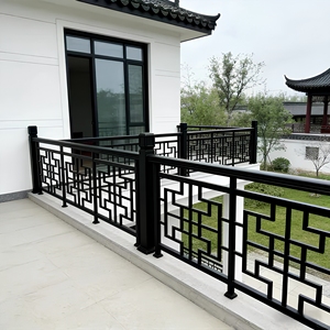 Balustrades de balcon réglables en aluminium, style chinois, à fixation au sol, résistantes à la rouille, clôture décorative en métal - Product Image 4
