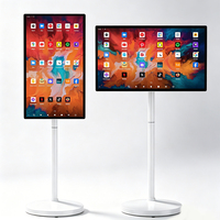 Drehbarer Mobiler LCD Smart TV 60Hz Weiß Freistehend Touchscreen Eingebauter Lautsprecher für WLAN Live-Streaming Fitnessraum Schlafzimmer
