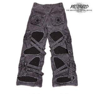 MC BUILD New Trend Multi Belt Broken Custom Baggy <span class=keywords><strong>Jeans</strong></span> Tallas grandes <span class=keywords><strong>Jeans</strong></span> para hombre con parches y diseño de bolsillos - Product Image 6