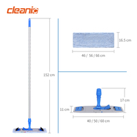 Balai à poussière à tête plate en microfibre de qualité professionnelle Poteau en aluminium de 60cm pour le nettoyage et le séchage des sols commerciaux