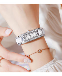 Montre en diamant pour femmes Petite montre carrée en céramique avec un tempérament à la mode - Product Image 5