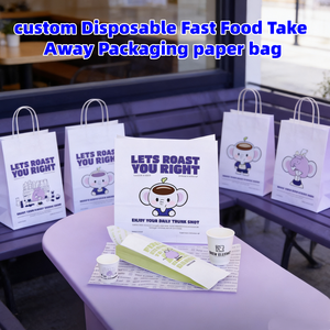 Bolsa <span class=keywords><strong>de</strong></span> Papel Kraft Marrón Desechable, Reciclable, Laminada y Resistente a la Grasa, Personalizada, con Base Cuadrada para Llevar Pan <span class=keywords><strong>de</strong></span> Tiendas <span class=keywords><strong>de</strong></span> Café - Product Image 2