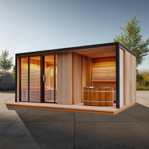 2025 mới thiết kế hiện đại Ice & lử<span class=keywords><strong>a</strong></span> Combo ngoài trời phòng tắm hơi với lạnh Plunge vận động viên đá bồn tắm cho ngoài trời - Product Image 2