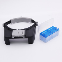 New Head-mounted USB Charging Magnifier, 4 LED Lights Power Display HD Magnifier