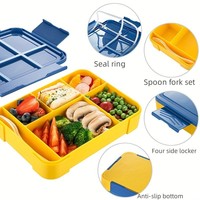 Boîte à lunch Bento 5 compartiments, contenants pour préparation de repas, chauffables, sans BPA, en plastique réutilisable, modernes, portables, pour enfants