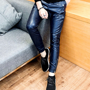 Nouveauté, pantalon en cuir d'agneau pour homme, tendance, cuir de haute qualité avec poches - Product Image 2
