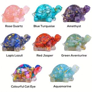 Tortue en quartz en résine, petite et mignonne, avec cristaux naturels et gravier, pour décoration de jardin et pendule, vente en gros - Product Image 4