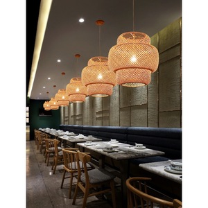 โคมไฟแขวนไม้ไผ่ทรงกลม E27 ประหยัดพลังงาน LED หัวเดียวสำหรับห้องนั่งเล่นห้องนอนร้านอาหารเกสต์เฮาส์ - Product Image 3