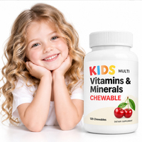 Comprimés à croquer multivitaminés et multiminéraux pour enfants OEM/ODM, saveur cerise, favorisent la santé des os, des yeux et du système immunitaire, 120 comprimés