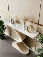 Console moderne de style italien en métal léger avec plateau en pierre pour l'entrée de la maison, le couloir ou comme meuble de réception.