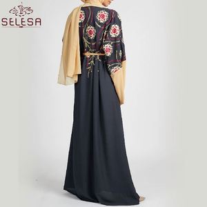 Vestido feminino islâmico, novo design de fábrica floral <span class=keywords><strong>cardigan</strong></span> longo kimono abaya feminino islâmico - Product Image 2