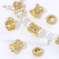 Perles d'espacement en laiton plaqué or 14K avec zircon et rétention de couleur longue durée pour la fabrication de bijoux et bracelets DIY