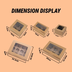 Caja portacupcakes desechable a <span class=keywords><strong>precio</strong></span> de fábrica, contenedor de papel para muffins con ventana transparente, para suministro de cafeterías y tiendas de postres - Product Image 2