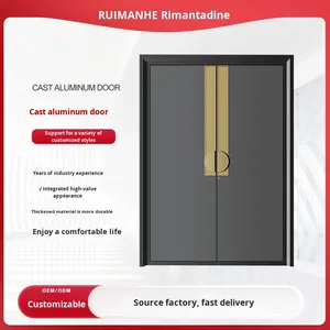 <span class=keywords><strong>Porte</strong></span> <span class=keywords><strong>d</strong></span>'entrée double de sécurité pour villa en aluminium coulé moderne et postmoderne, sculptée sur mesure, avec surface finie - Product Image 4
