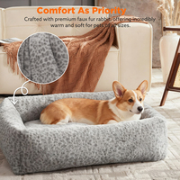 Nouveauté Lit pour chien de luxe écologique en fourrure de lapin imprimé léopard Lits pour animaux de compagnie personnalisés Lavables Lit pour chien tendance