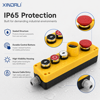 Station de commande à boutons poussoirs IP65 à 5 trous avec interrupteur sélecteur d'arrêt d'urgence, boîtier de commande industriel 22 mm XDL721-JB524P