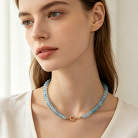 Collier TeoWaki en pierres naturelles avec perles d'abaque, fermoir volant, multicolore, en pierres précieuses, style bohème