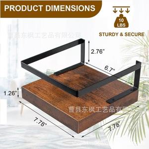 Wooden <b>Floating</b> <b>Shelf</b> <b>Wall</b> Mounted Plant Rack Iron Wood Combination Single Layer Display <b>Shelf</b> For Green Plants - Product Image 4