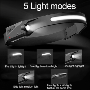 <strong>2026</strong> LED Sensor Flashlight USB Rechargeable Head Lamp Waterproof Head Light COB <strong>Headlamp</strong> Outdoor Night Running Headlight - Product Image 4