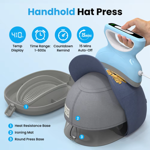 ماكينة ضغط الحرارة الصغيرة المحمولة لغطاء الرأس لأداة طباعة القبعات اليدوية لنقل الأنماط من الدرجة من أجل التكبير - Product Image 3