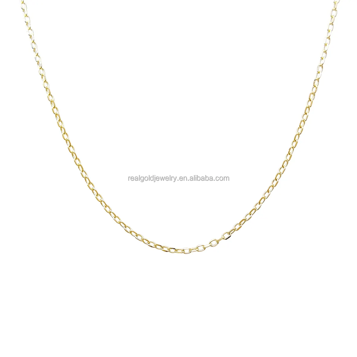 Factory Wholesale Real 14K Solid Gold Cross Chain Lighter Thinner Chains 585 Gold Fine Jewelry Necklace