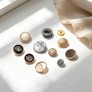 Round Metal <b>Buttons</b> With Floral Emboss Beads Vintage Style Nickel-Free Decorative For Clothing Garment Accessories - Product Image 1