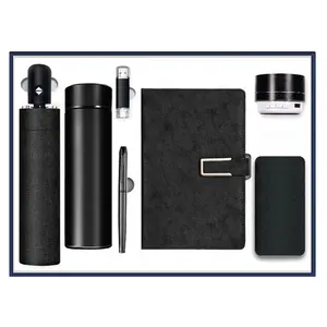 Executive custom logo printed notebook with pen key chain flash drive as Luxury business gifts