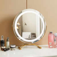 Miroir de maquillage LED avec bande lumineuse LED, éclairage rond à 3 tons, miroir de vanité à intensité variable en continu