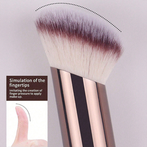 Chất lượng cao trang điểm bàn chải nâu nhôm ống mềm sợi Foundation bàn chải <span class=keywords><strong>Blush</strong></span> bàn chải biểu tượng tùy biến - Product Image 3
