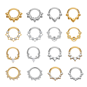 Bijoux de piercing corporel pour femmes, vente en gros, mode, ASTM F136 G23, <span class=keywords><strong>anneau</strong></span> de nez clicker, pavé de CZ blanc, pour cartilage d'<span class=keywords><strong>oreille</strong></span>, tragus, hélix, <span class=keywords><strong>lobe</strong></span> - Product Image 1