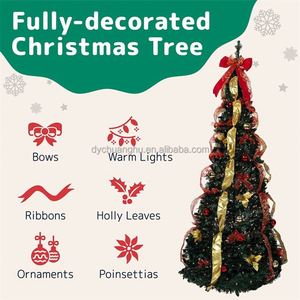 Árbol de Navidad Artificial Plegable de Alta Calidad de 120/150/180/210 cm con Luces y Adornos, Decoraciones Festivas - Product Image 2