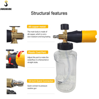 SS Big Mouth Foam Cannon 1/4 "Connecteur rapide avec bouteille transparente Snow Foam Lance Foam Gun pour le lavage de voiture