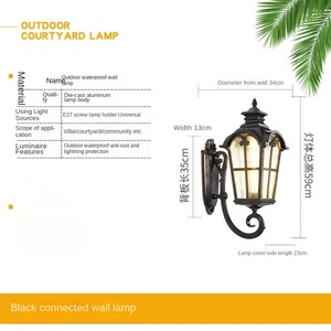 15W Châu Âu-Phong Cách Không Thấm Nước Dẫn Đèn Tường 220V Vườn Biệt Thự Cổng Ngoài Trời Sân Ban Công Bên Ngoài Cổ <span class=keywords><strong>Rome</strong></span> Retro Ánh Sáng - Product Image 6