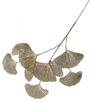 Nouveautés : 3 Feuilles d'Artificielles Fleurs de Ginkgo Biloba Dorées en Vrac pour Décoration Intérieure
