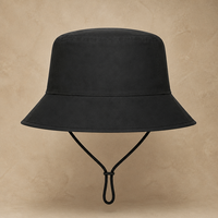 Chapeau Bob Noir Personnalisé avec Logo, Sangle de Menton Réglable, Large Bord, Protection Solaire, Chapeau de Pêcheur – Vente en Gros Direct Usine
